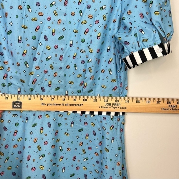 SHEIN X Dash of Pep Plus Allover Pill Print Shirt Blue Dress Womens size medium - Picture 7 of 10